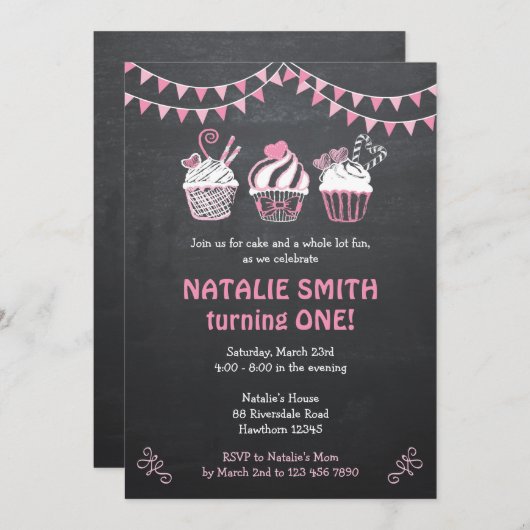 Kuchen-Einladung/Tafel-Kucheneinladung Einladung (Vorne/Hinten)