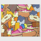 Kuchen Eiscreme Donuts und Schweiß aller Art auf Geschenkpapier (Flach)