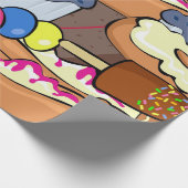 Kuchen Eiscreme Donuts und Schweiß aller Art auf Geschenkpapier (Ecke)