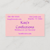Kuchen-Eiscreme Visitenkarte (Rückseite)