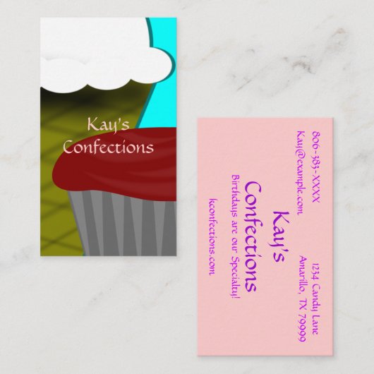 Kuchen-Eiscreme Visitenkarte (Vorne/Hinten)