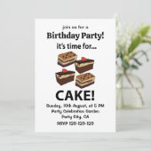 Kuchen Es ist Zeit für Kuchen Geburtstag Einladung (Stehend Vorderseite)