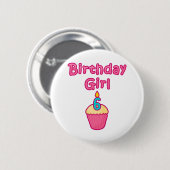 Kuchen-Geburtstags-Mädchen 6 Button (Vorne & Hinten)