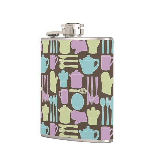 Küchen-Gerät-Muster 2 Flachmann (Links)