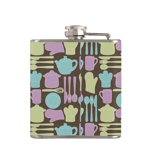 Küchen-Gerät-Muster 2 Flachmann (Rückseite)