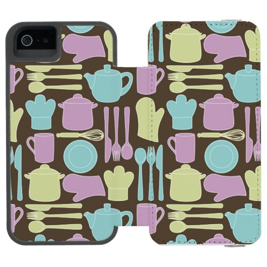 Küchen-Gerät-Muster 2 Incipio iPhone Geldbeutel-Hülle (Folio Geöffnet)