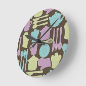 Küchen-Gerät-Muster 2 Runde Wanduhr (Winkel)