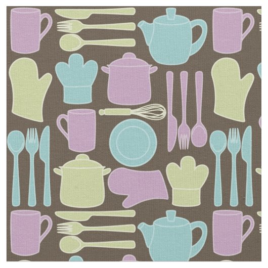 Küchen-Gerät-Muster 2 Stoff (Nahaufnahme)