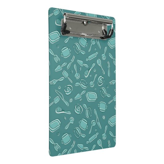 Küchen-Gerät-Muster Mini Klemmbrett (Schrägansicht)