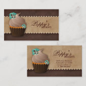 Kuchen-Geschäfts-Karten-Blumenbrown-Vintages Visitenkarte (Vorne/Hinten)