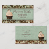 Kuchen-Geschäfts-Karten-Kronen-Minze Brown Vintag Visitenkarte (Vorne/Hinten)