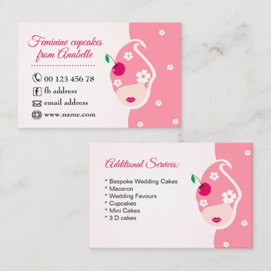 Kuchen, handgemachte 3-D-Kuchen, Backwaren Visitenkarte (Vorne/Hinten)