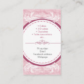 Kuchen, handgemachte 3-D-Kuchen, Backwaren Visitenkarte (Rückseite)