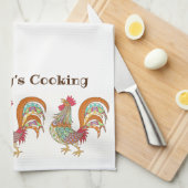 Küchen Handtuch-Rooster Etwas ist Kochen Geschirrtuch (Viertel Falte)