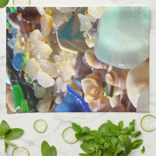 Küchen-Handtücher kundenspezifische blaue Seaglass Geschirrtuch (Gefaltet)