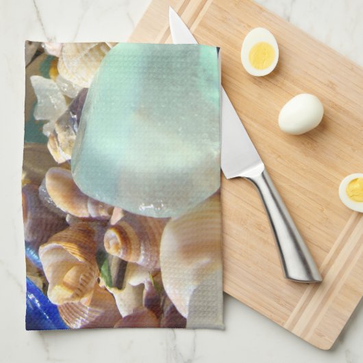 Küchen-Handtücher kundenspezifische blaue Seaglass Geschirrtuch (Viertel Falte)