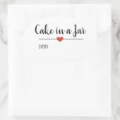 Kuchen in einem weißen Jar-Skript benutzerdefinier Ovaler Aufkleber (Tasche)