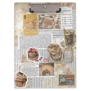 Kuchen & Kaffee Vintage-Ephemere Decoupage Klemmbrett