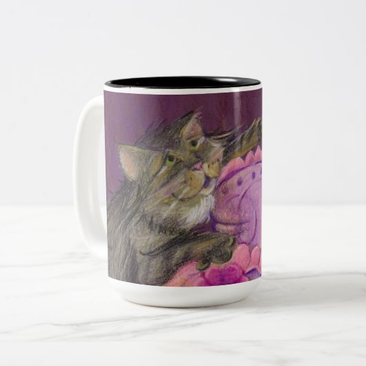 Kuchen-Katzen-Tasse Zweifarbige Tasse (Vorderseite Links)