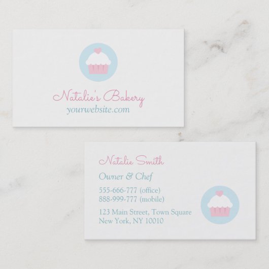 Kuchen-kleine Herz-Gebäck-Bäckerei-Visitenkarten Visitenkarte (Vorne/Hinten)