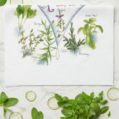 Küchen Kochen Kräuter Wasserfarben Illustration Ar Handtuch (Gefaltet)