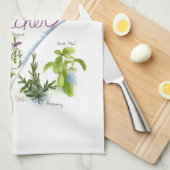 Küchen Kochen Kräuter Wasserfarben Illustration Ar Handtuch (Viertel Falte)