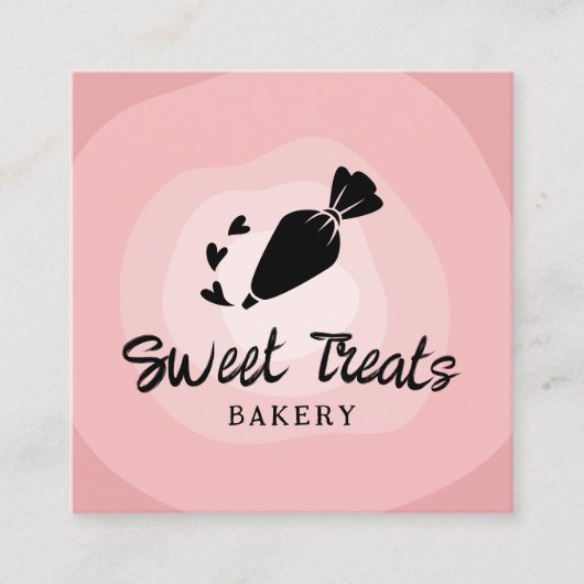 Kuchen Konditorei Backbäckerei Beutel Niedlich ros Quadratische Visitenkarte (Vorderseite)