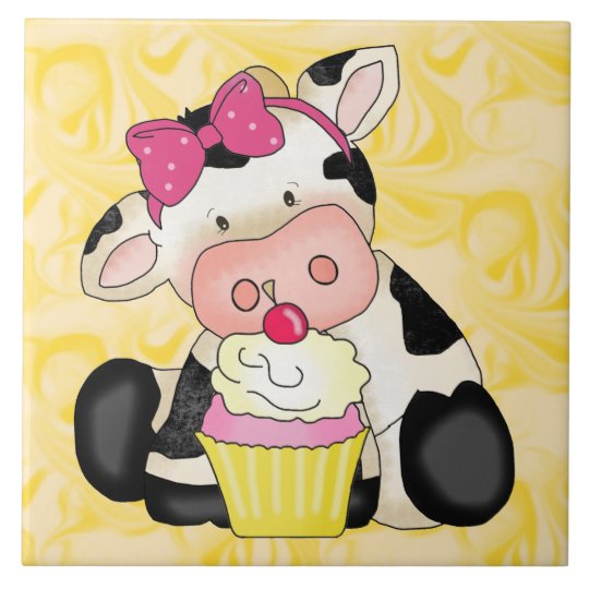 Kuchen Kuh Cartoon Susse Leckereifliese Fliese Zazzle De