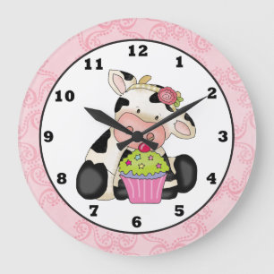Kuchen-Kuhwand-Cartoonuhr Große Wanduhr