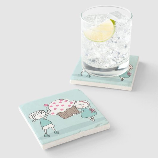 Kuchen-Liebe Steinuntersetzer (Seitenansicht)