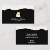 Kuchen Logo Backwaren Konditorei Koch Trendy Black Visitenkarte (Vorne/Hinten)