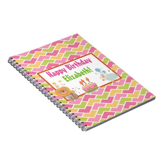 Kuchen, Löwen, Schafe und Balloons glücklich zum G Notizblock (Rechte Seite)