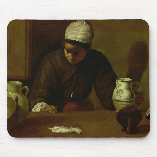 Küchen-Mädchen mit dem Abendessen bei Emmaus, Mousepad (Vorne)