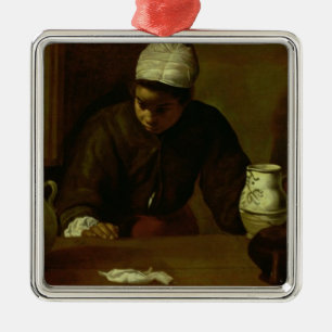 Küchen-Mädchen mit dem Abendessen bei Emmaus, Ornament Aus Metall