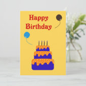 Kuchen mit Ballon - Geburtskarte (Stehend Vorderseite)