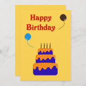 Kuchen mit Ballon - Geburtskarte (Vorne/Hinten)