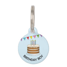 Kuchen mit farbenfrohen Banner auf Blue Birthday B