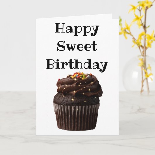 Kuchen mit Glitzern zum Geburtstag Karte (Gelbe Blume)