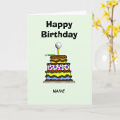 Kuchen mit Golf Ball Geburtstagkarte Karte (Gelbe Blume)