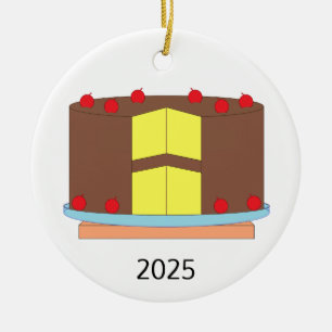 Kuchen mit Kirschen Keramik Ornament