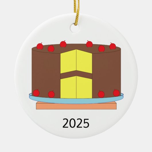 Kuchen mit Kirschen Keramik Ornament (Vorne)