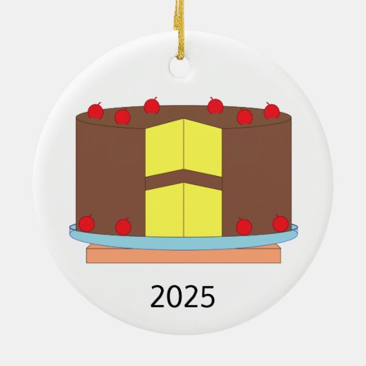 Kuchen mit Kirschen Keramik Ornament (Hinten)