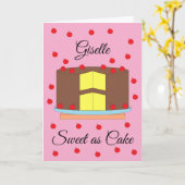 Kuchen mit Kirschen: rosa Leere Karte (Gelbe Blume)