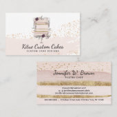 Kuchen mit Rose Gold Glitzer Blume für Bäcker Visitenkarte (Vorne/Hinten)