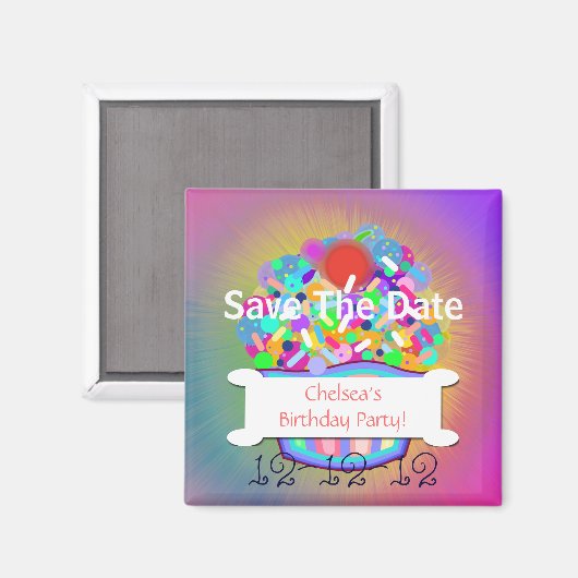 Kuchen mit Sprinklen Save the Date Magnet (Vorderseite/Rückseite)
