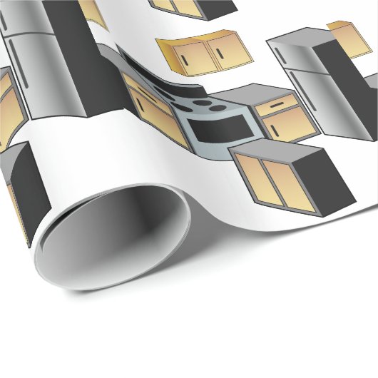 Küchen-Möbel und Geräte Geschenkpapier (Rolleneckpunkt)