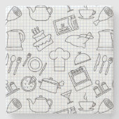 Küchen-Muster 4 Steinuntersetzer (Vorderseite)