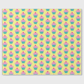 Kuchen-Muster-Rosa-blaues gelbes niedliches Geschenkpapier (Flach)