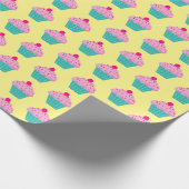 Kuchen-Muster-Rosa-blaues gelbes niedliches Geschenkpapier (Ecke)