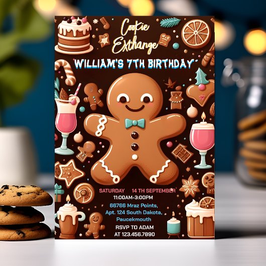 Kuchen niedliche Lebensmittel Kinder Cookie Exchan Einladung